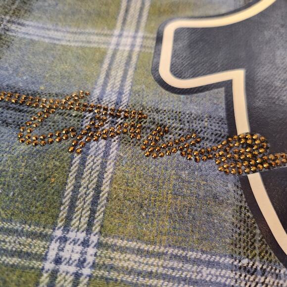 TRUE RELIGION HS Brushed Flannel Women's Button Up Long Sleeve Blouse Iris Small - Picture 11 of 12